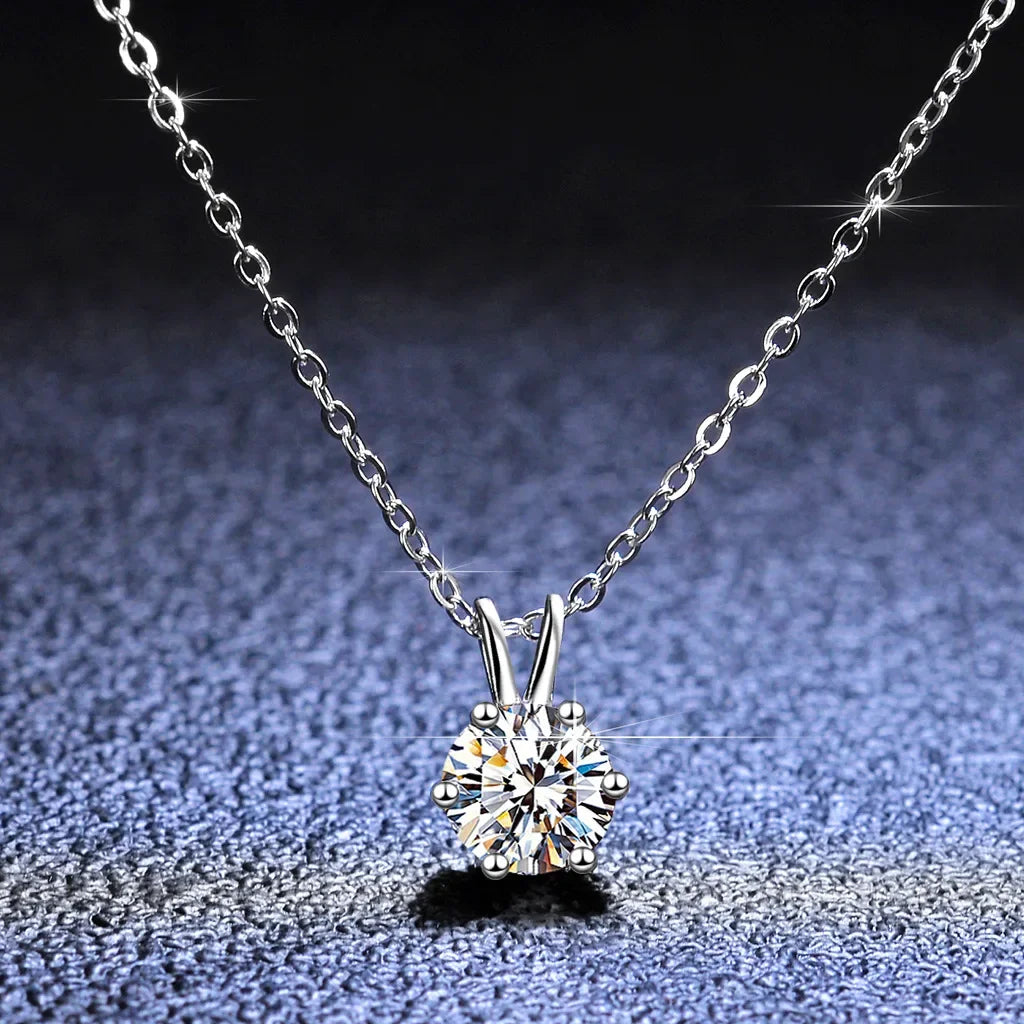 14K Gold Moissanite Diamond Pendant Necklaces for Women