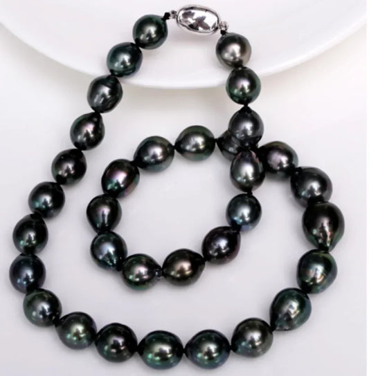 Natural Tahitian Black Pearl Necklace for Women