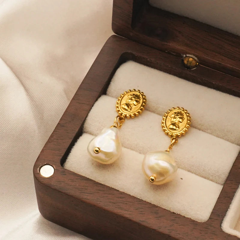 Natural Pearl Drop Earrings for Women