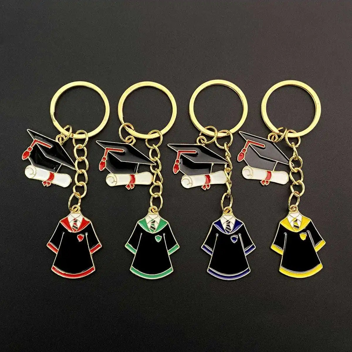 Graduation Commemorative Keychains with Cap and Gown Charms