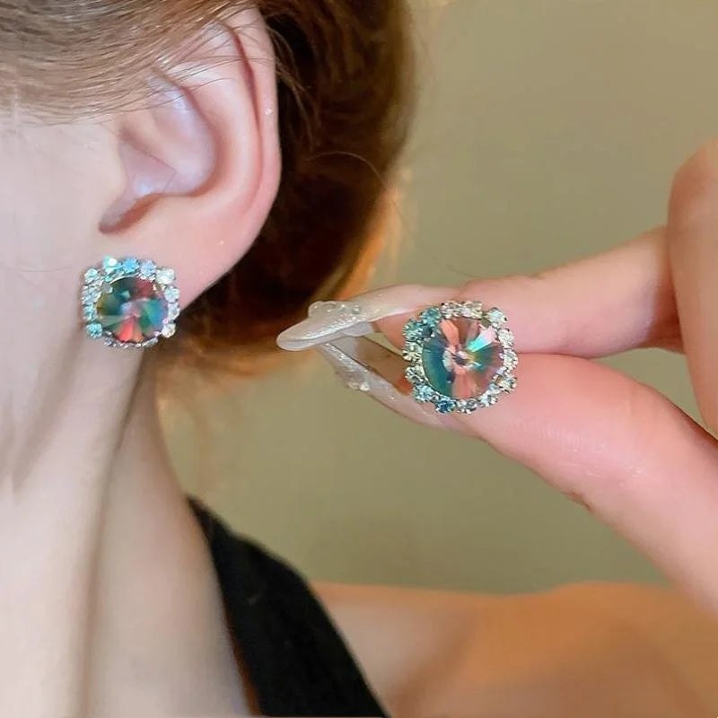 3-Piece Colorful Diamond-Encrusted Necklace and Earrings Jewellery Sets for Women