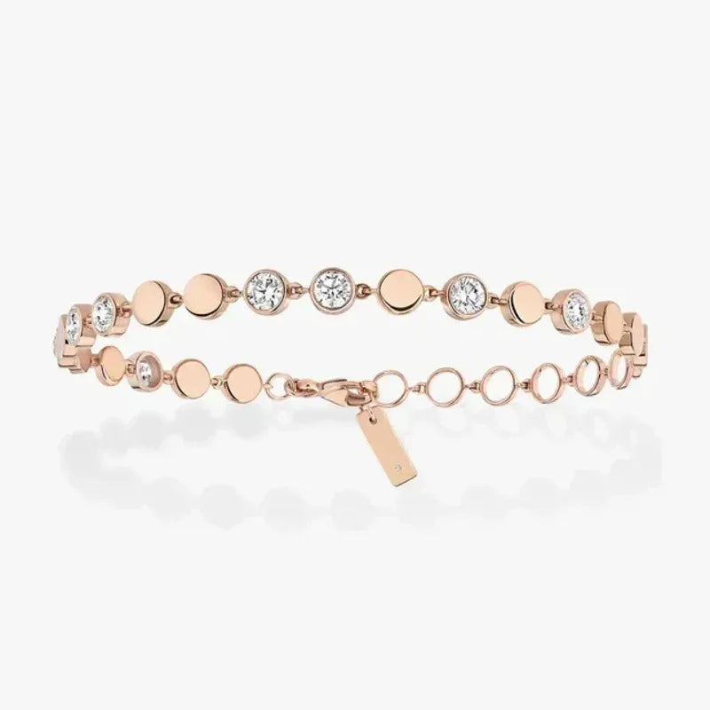 Luxury Silver/Gold Round Diamond Bracelet for Women