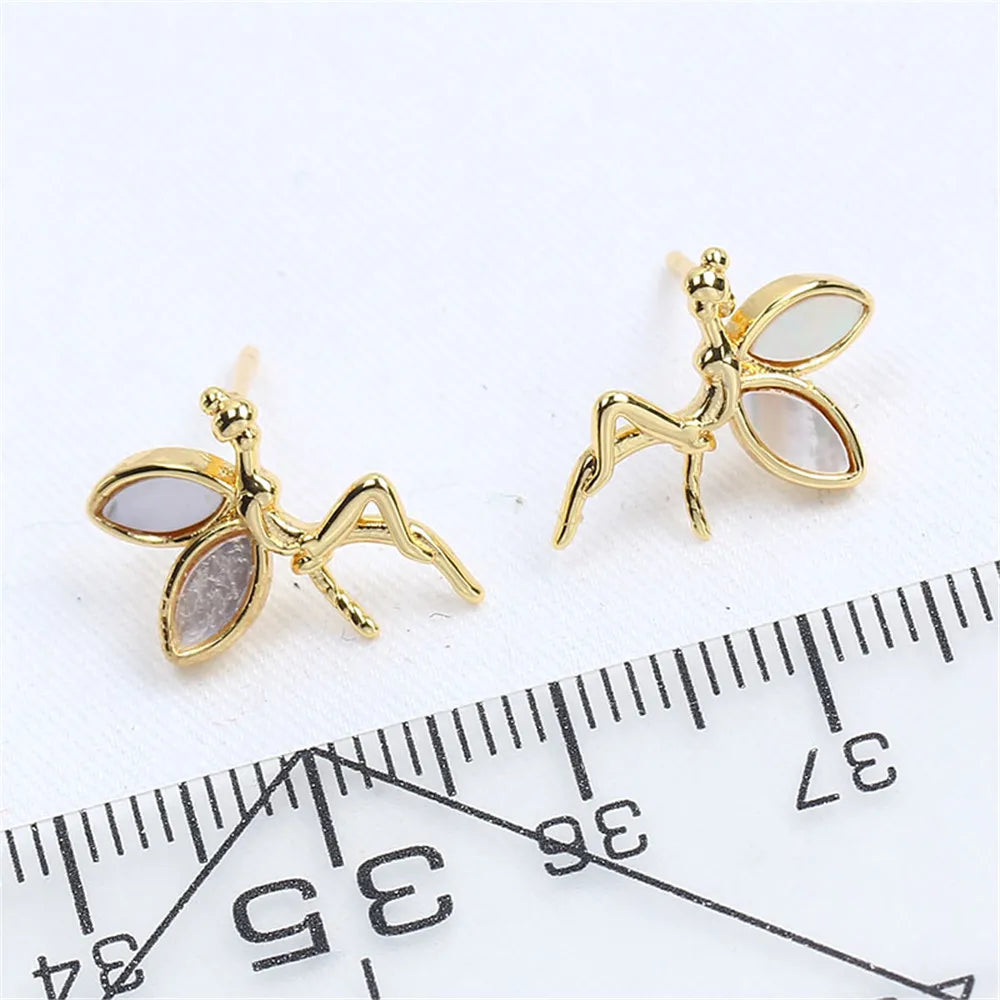 14K Gold Wrapped Tinkerbell Pearl Shell Earrings