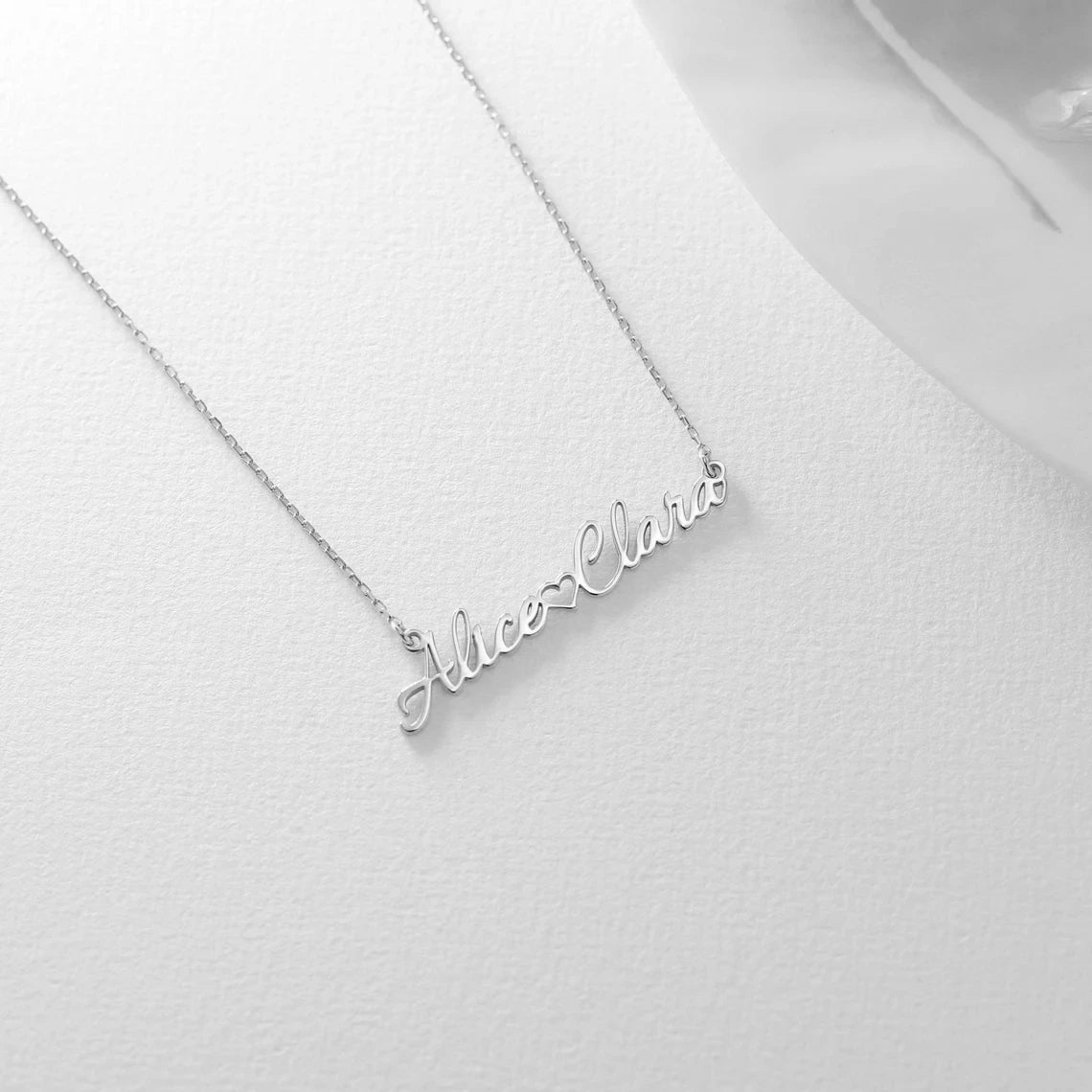 Custom Personalized Double Name Necklace with Heart for Women