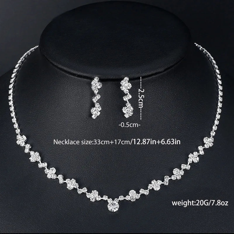 Elegant Diamond Necklace Earrings Set for Women