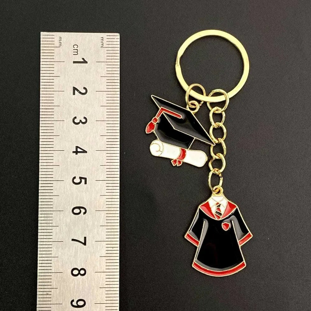 Graduation Commemorative Keychains with Cap and Gown Charms