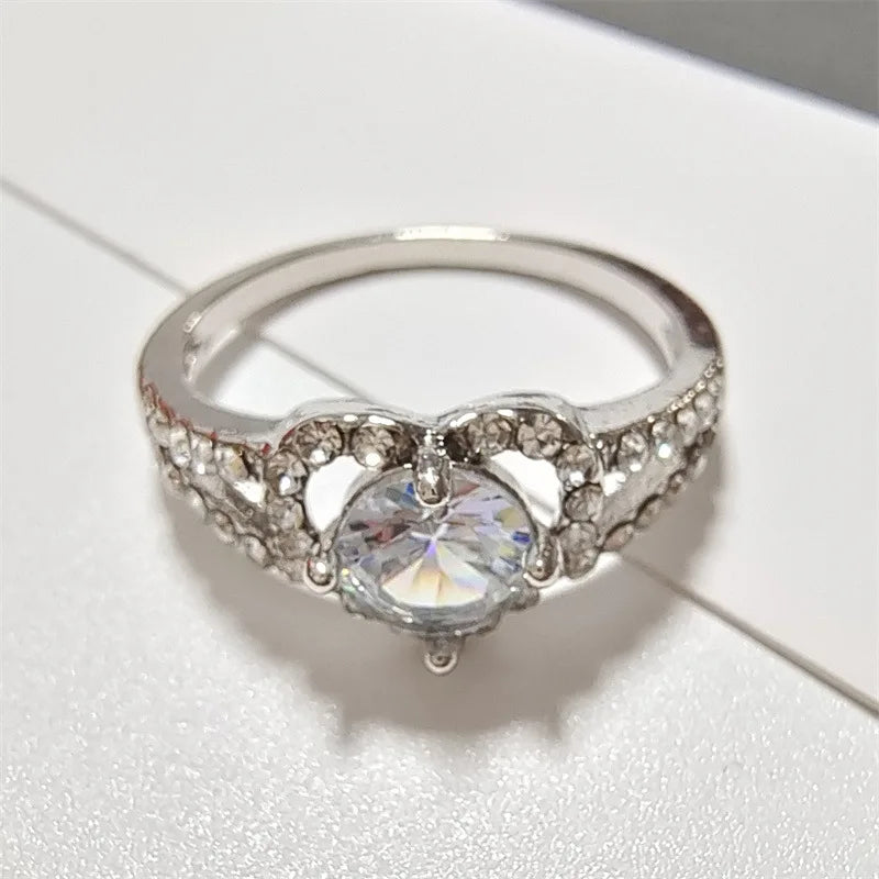 Heart-Shaped Zirconia Love Ring for Women