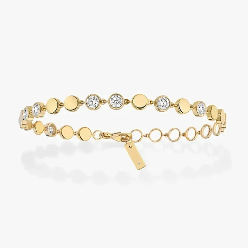 Luxury Silver/Gold Round Diamond Bracelet for Women