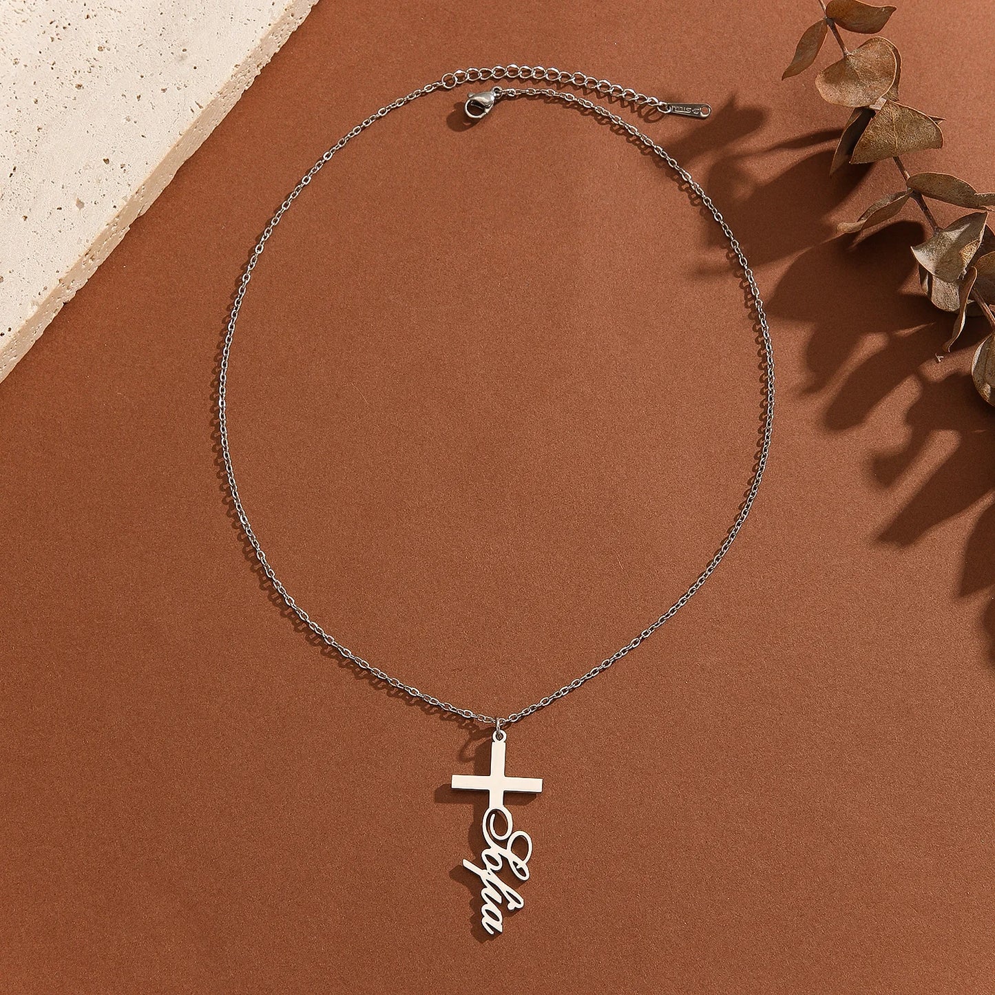 Custom Personalized Name On Cross Pendant Necklace for Women