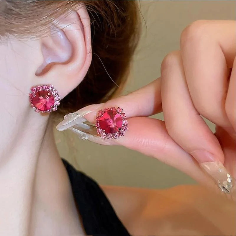 3-Piece Colorful Diamond-Encrusted Necklace and Earrings Jewellery Sets for Women