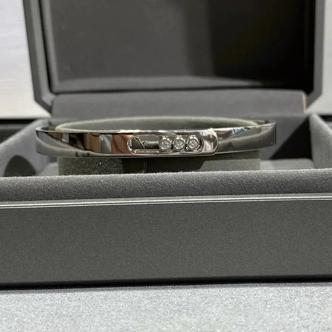 Luxury Three Sliding Diamond Bangle Bracelets for Women