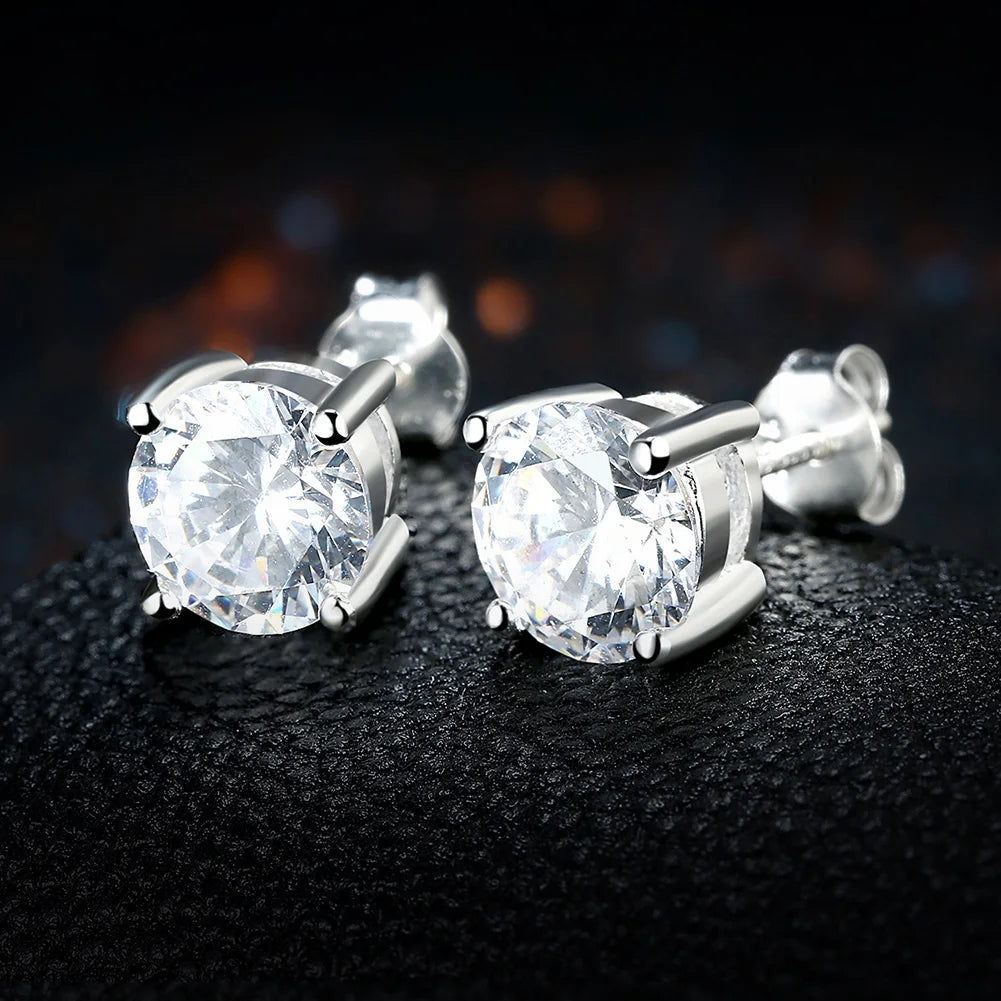 Silver Zircon Stud Earrings for Women
