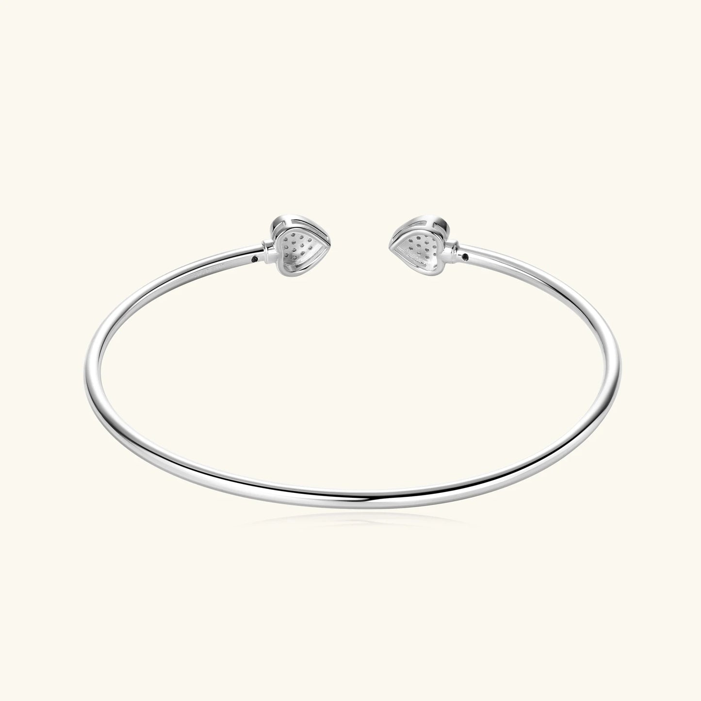 Silver or 18K Gold 0.5CT Moissanite Diamond Center Stone or Double Heart Bangle Bracelets for Women
