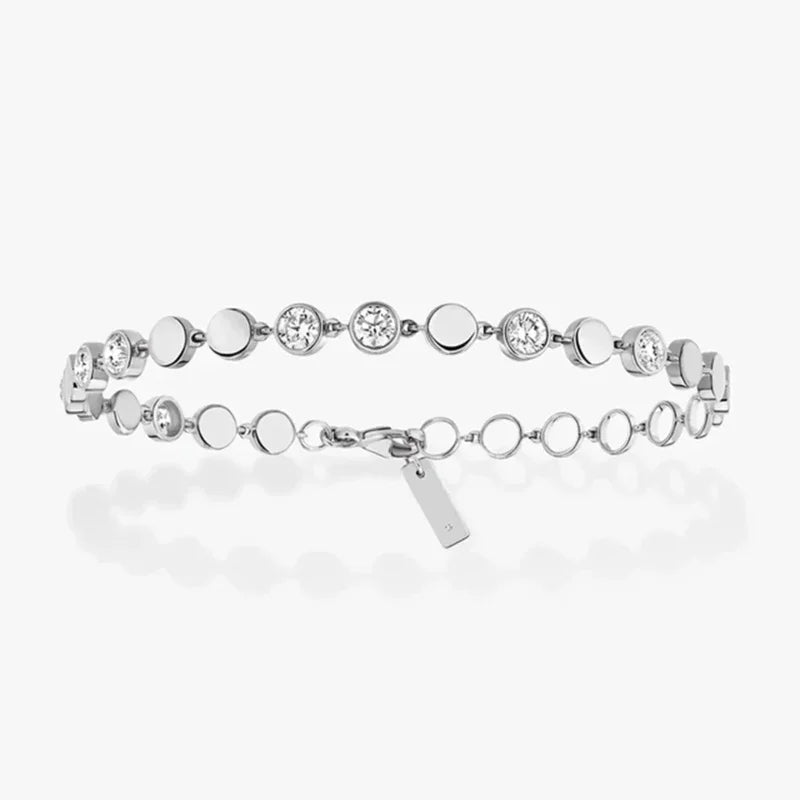 Luxury Silver/Gold Round Diamond Bracelet for Women