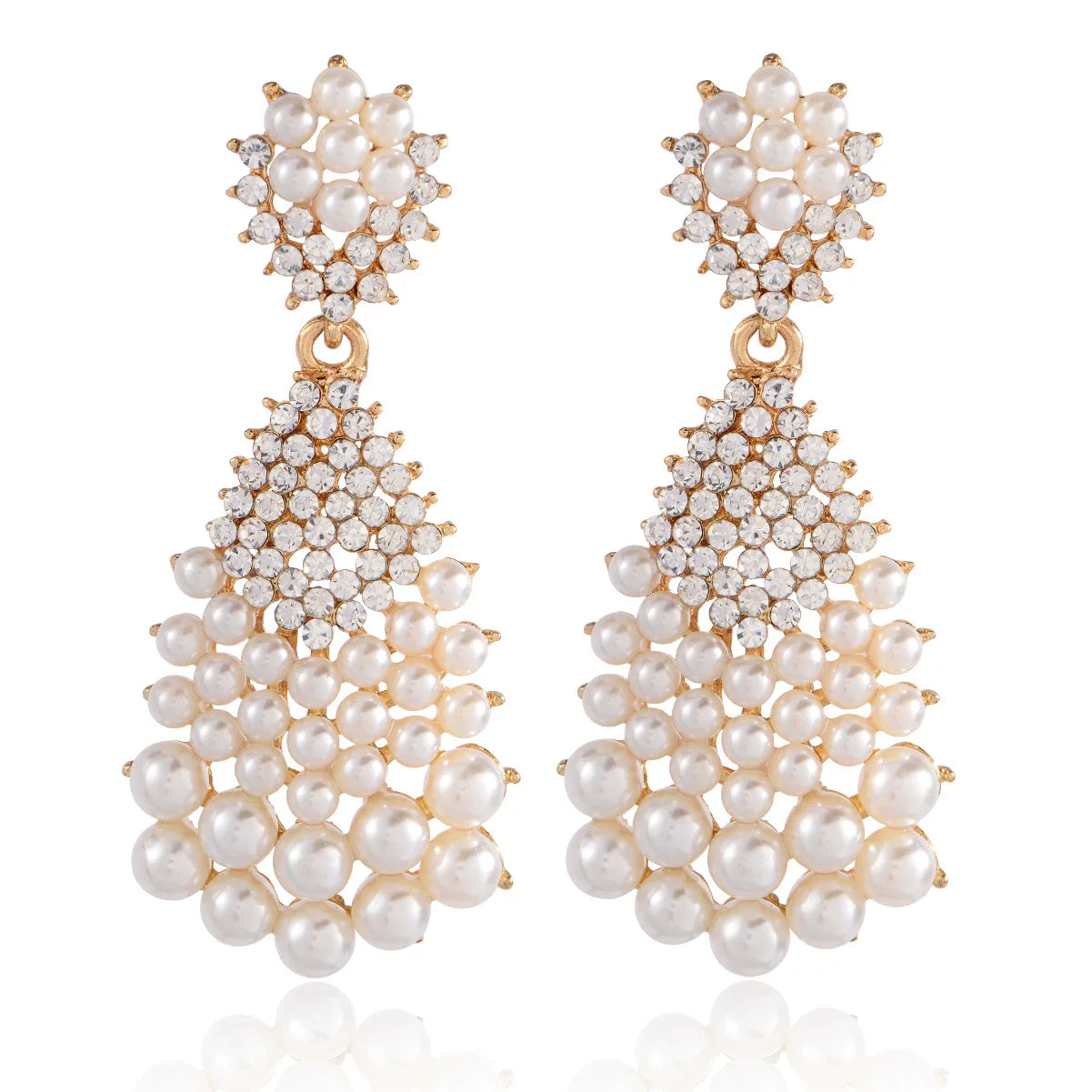 Luxurious Pearl Zircon Diamond Dangle Earrings for Women