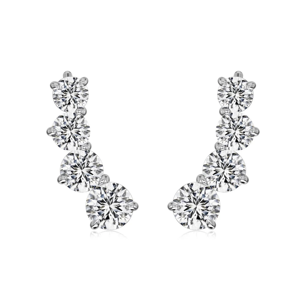 Silver or Gold Round Zircon Earrings for Women