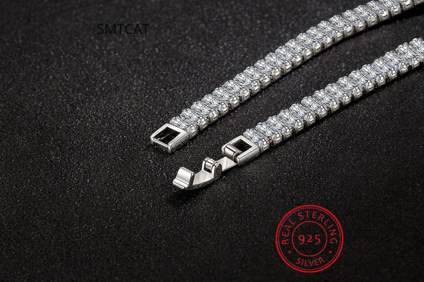 Silver Emerald-Cut Zircon Bracelets for Women