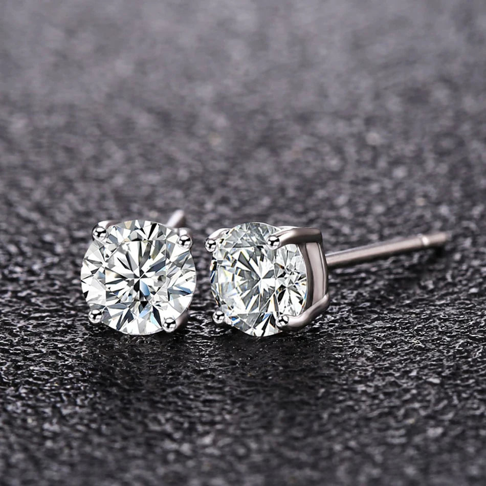 Silver Zircon Stud Earrings for Women