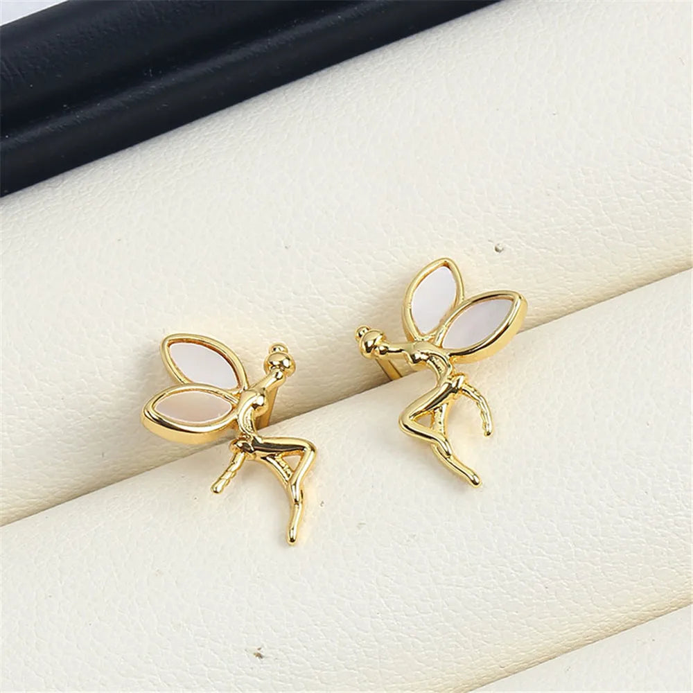 14K Gold Wrapped Tinkerbell Pearl Shell Earrings