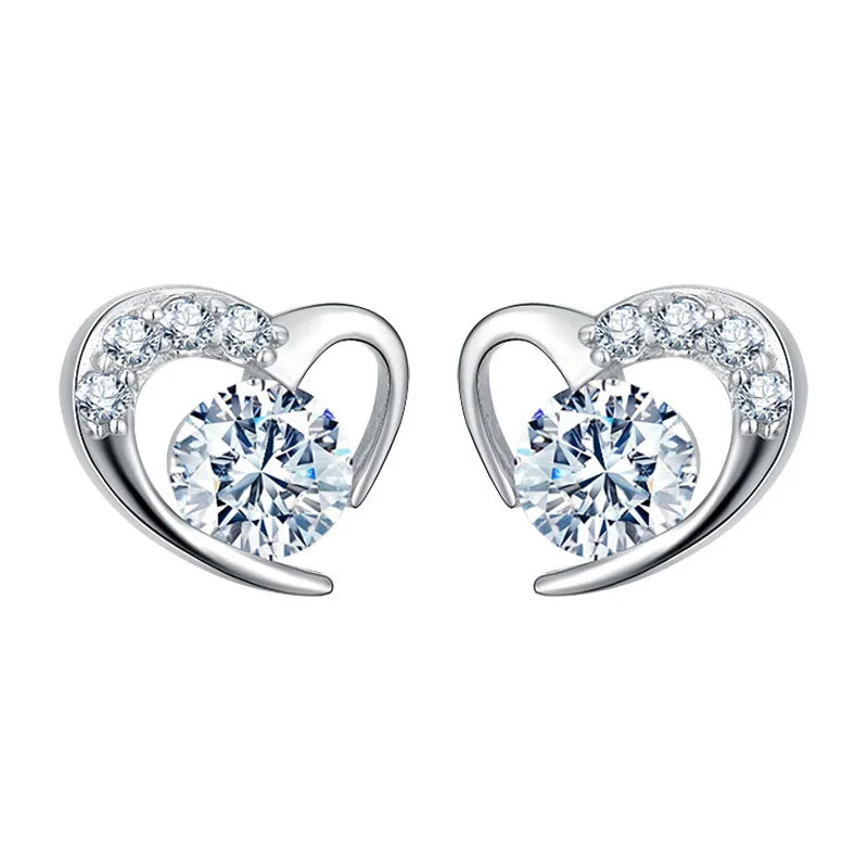 Exquisite Silver Love Heart Earrings for Women