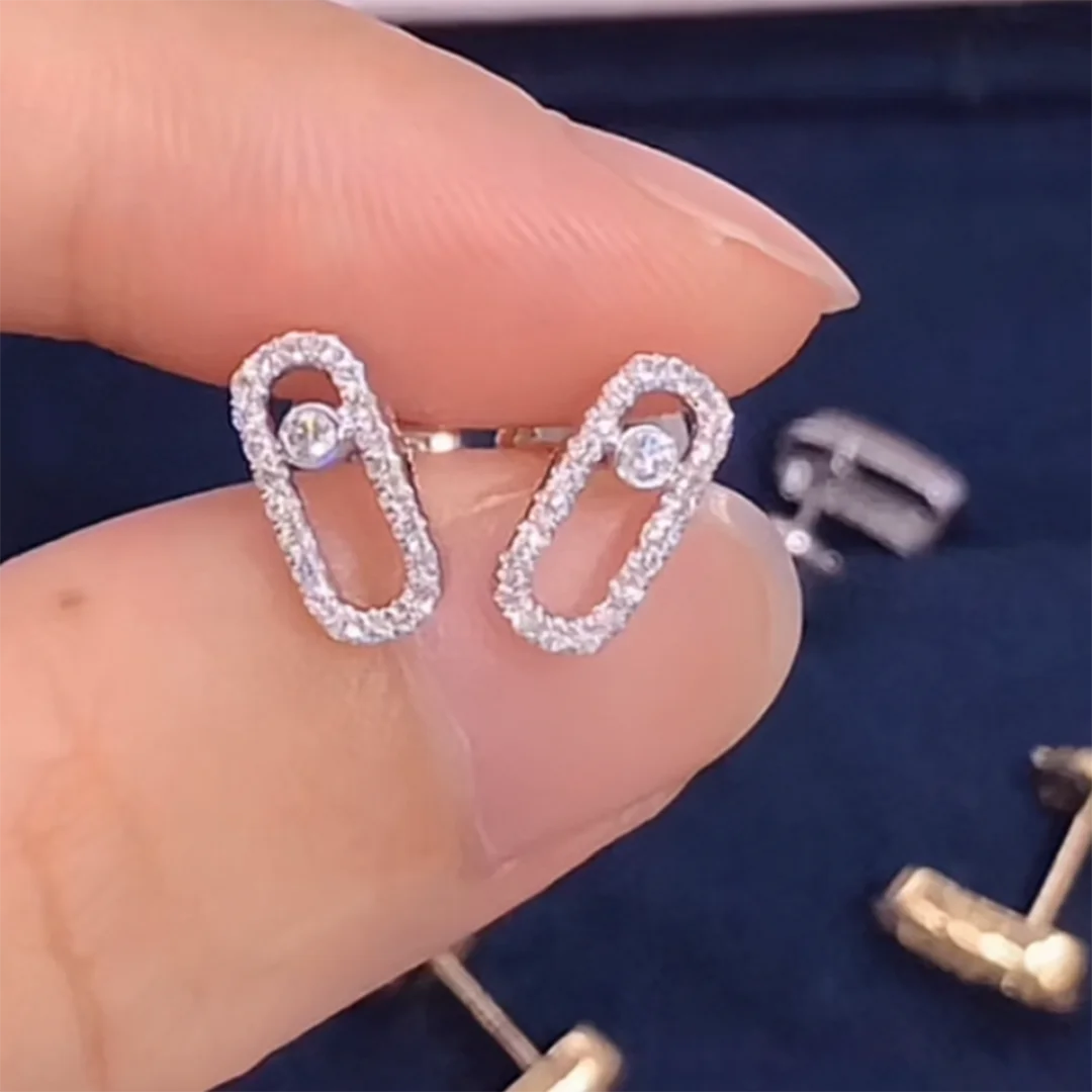 Silver or Gold Zirconia Diamond Sliding Stud Earrings for Women