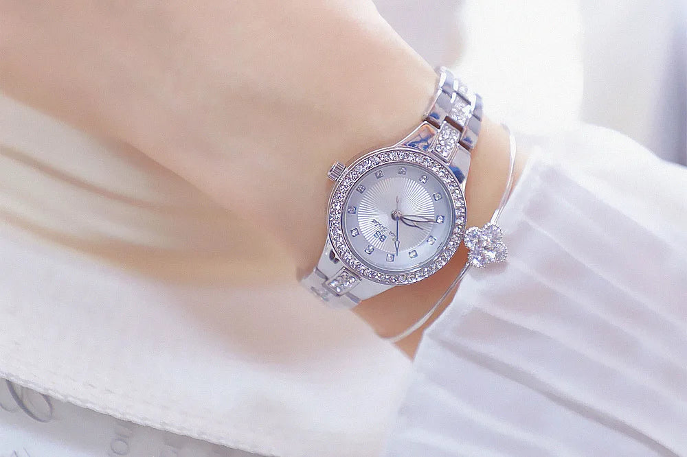 Quartz Clock Luxury Silver Gold Wristwatches for Women