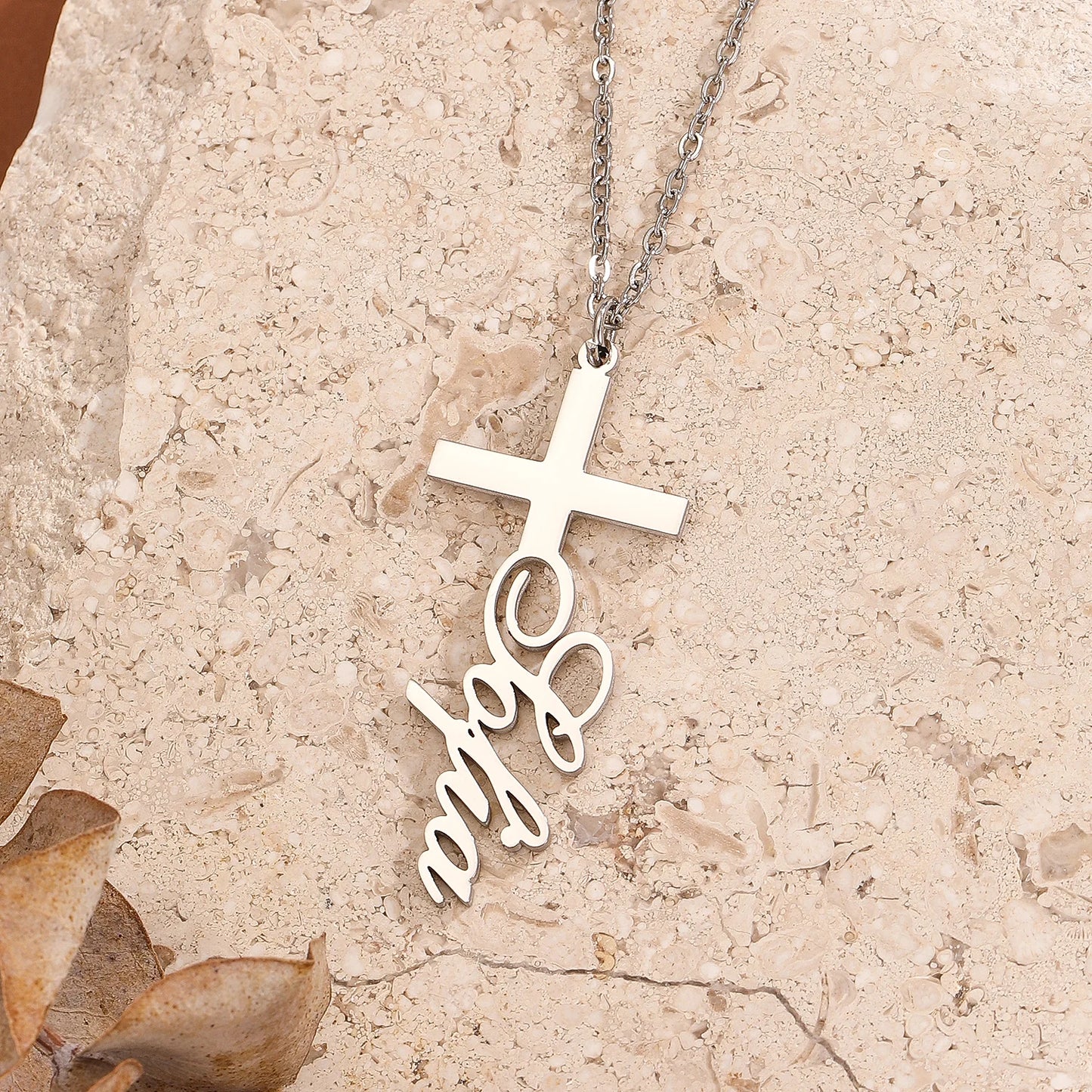 Custom Personalized Name On Cross Pendant Necklace for Women