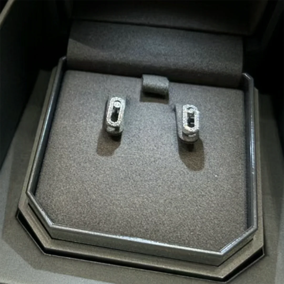 Silver or Gold Zirconia Diamond Sliding Stud Earrings for Women