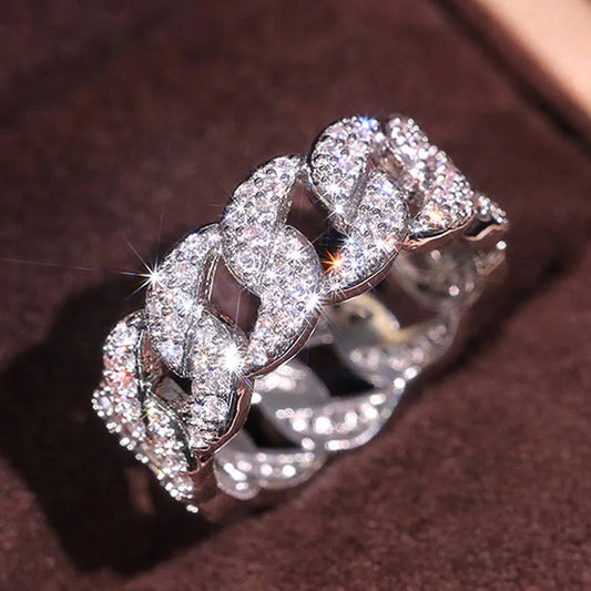 Silver Zirconia Link Ring for Women