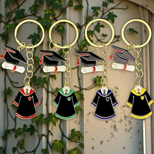 Graduation Commemorative Keychains with Cap and Gown Charms