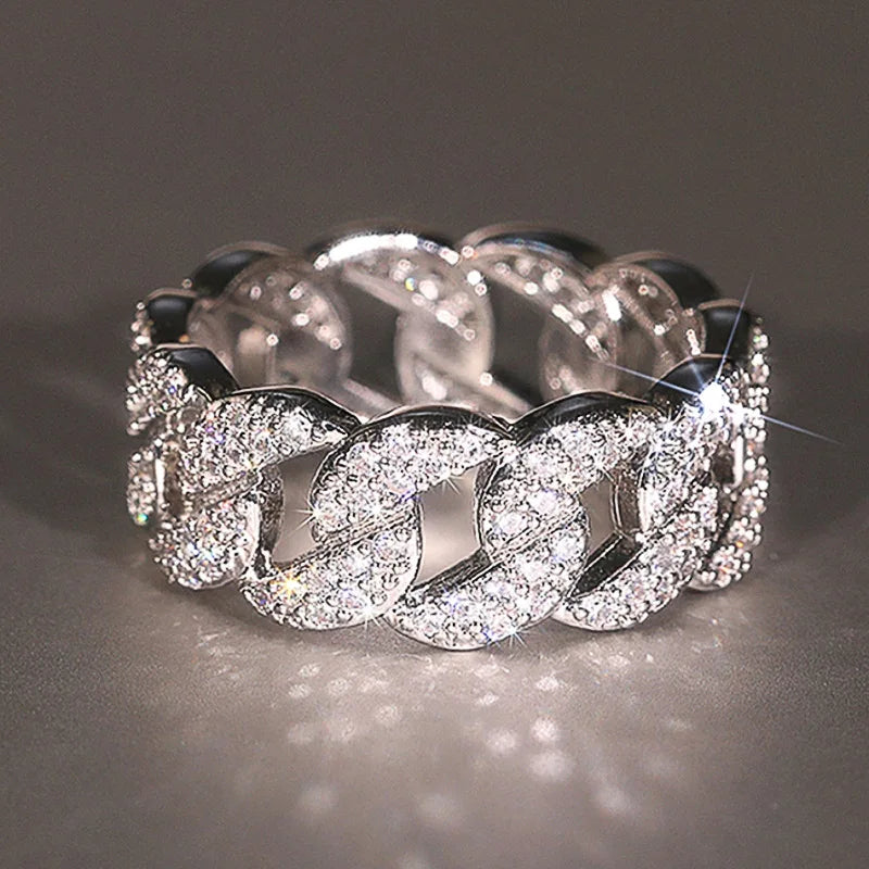 Silver Zirconia Link Ring for Women