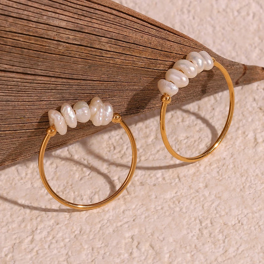 Gold Plated Ring with Freshwater Pearls for Women