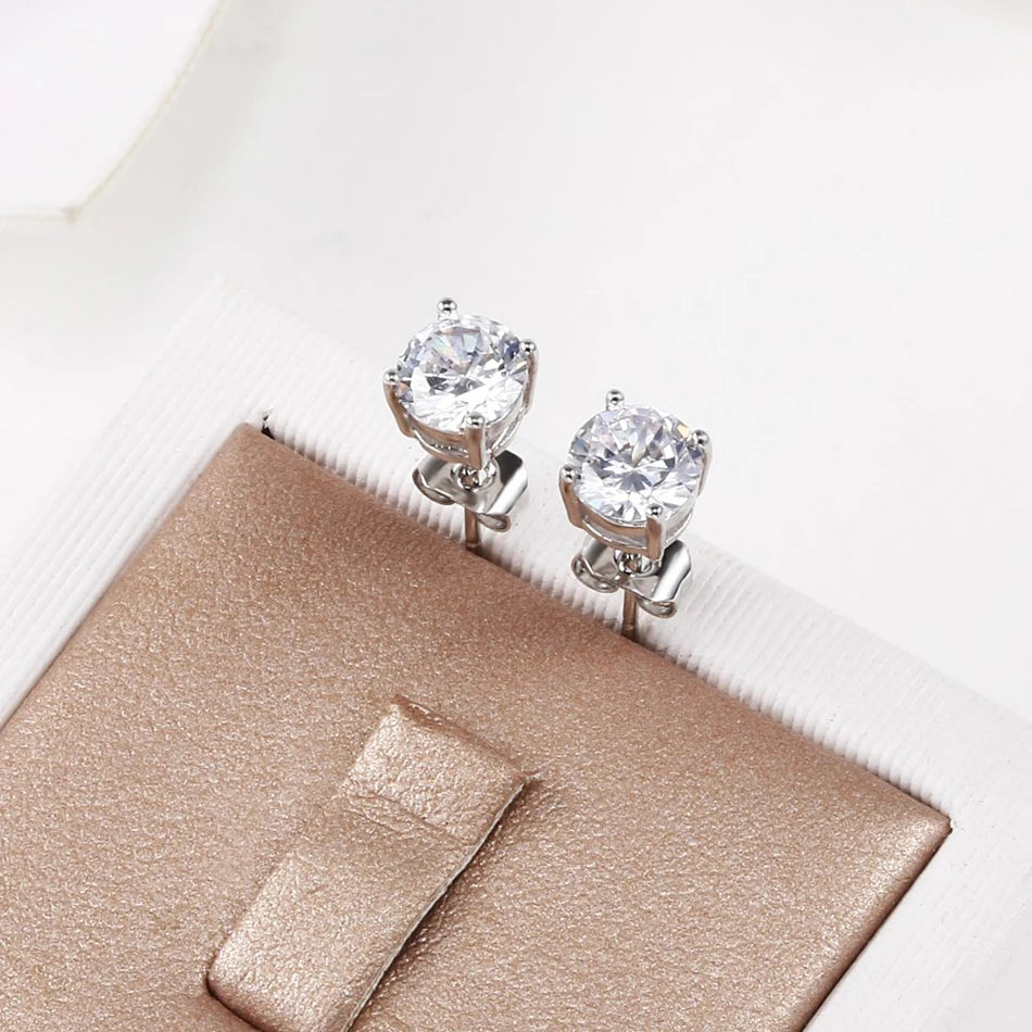 Silver Zircon Stud Earrings for Women