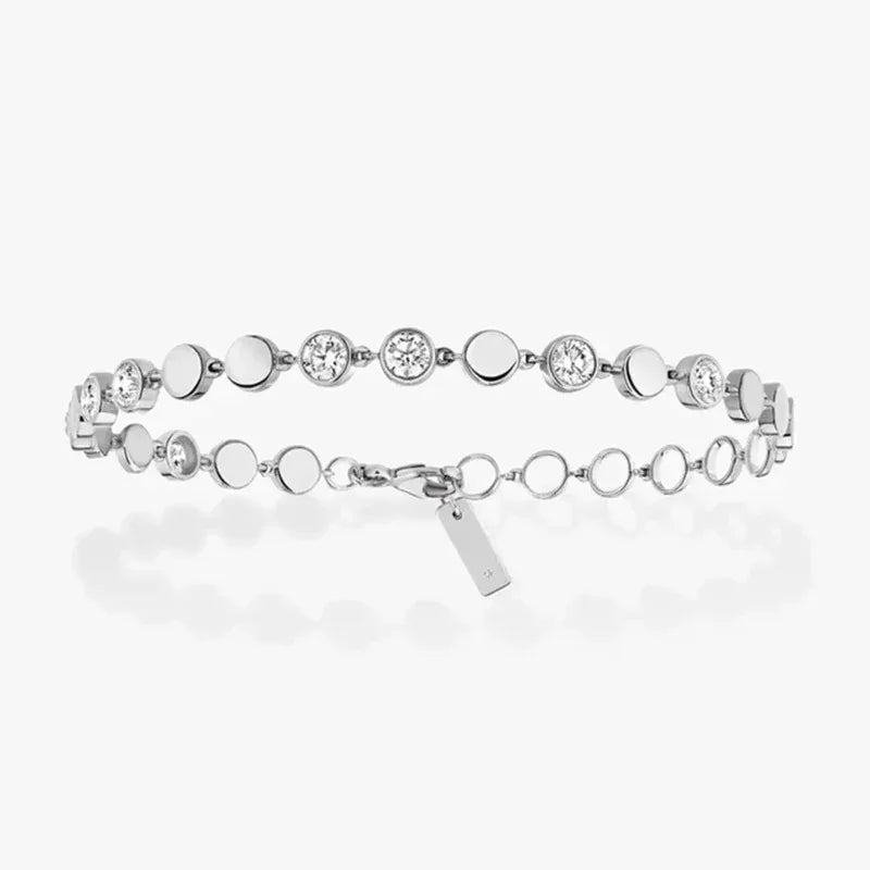 Luxury Silver/Gold Round Diamond Bracelet for Women