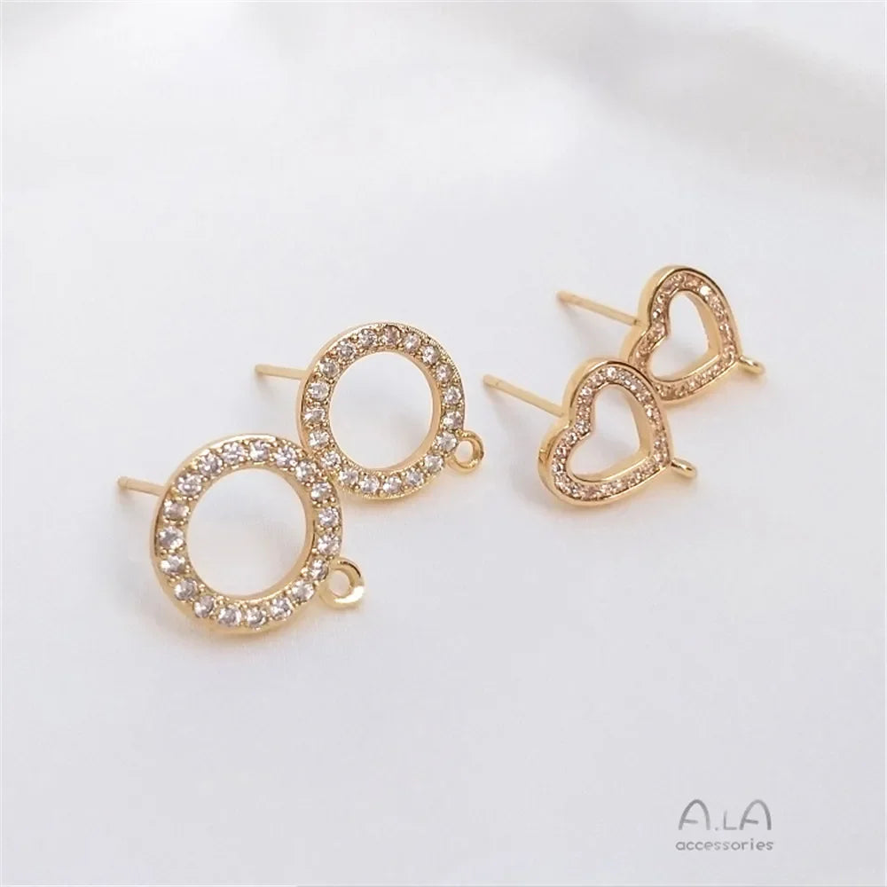 14K Gold Plated Zircon Silver Earrings