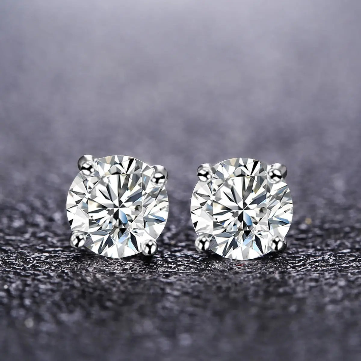 Silver Zircon Stud Earrings for Women