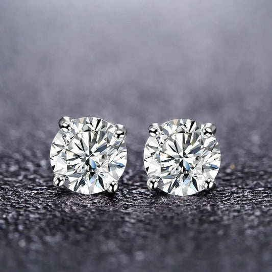Silver Zircon Stud Earrings for Women