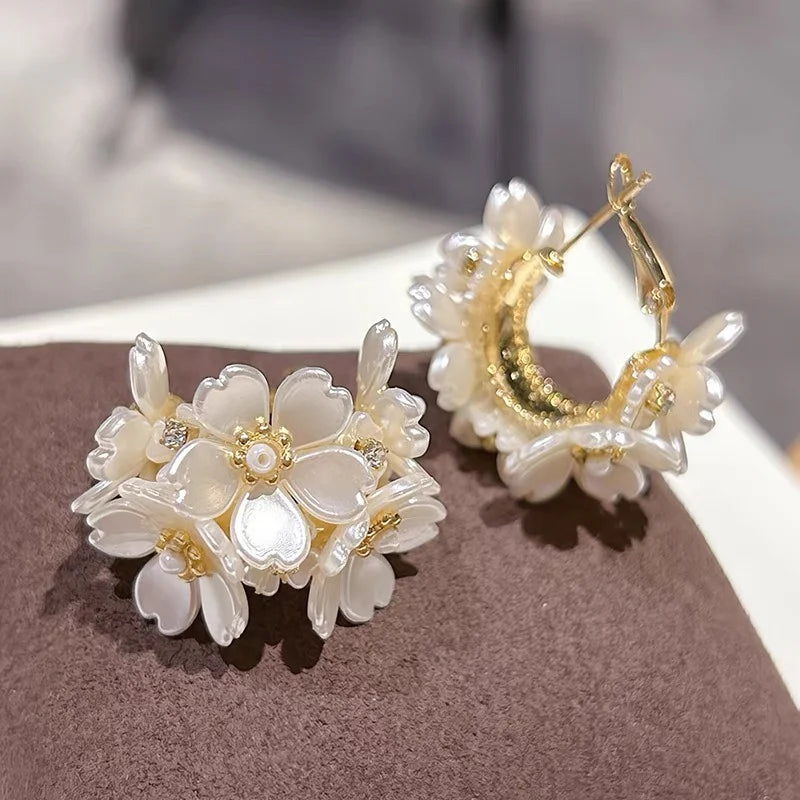 Diamond Studded Flower Dangle Earrings for Women