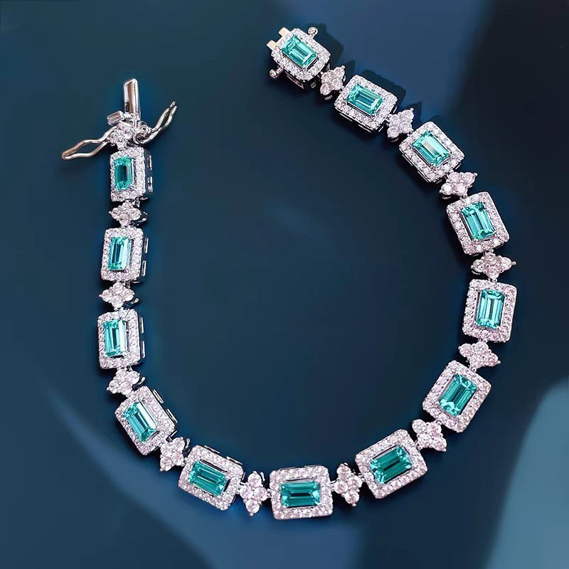 14K White Gold Diamond Zircon Bracelet for Women