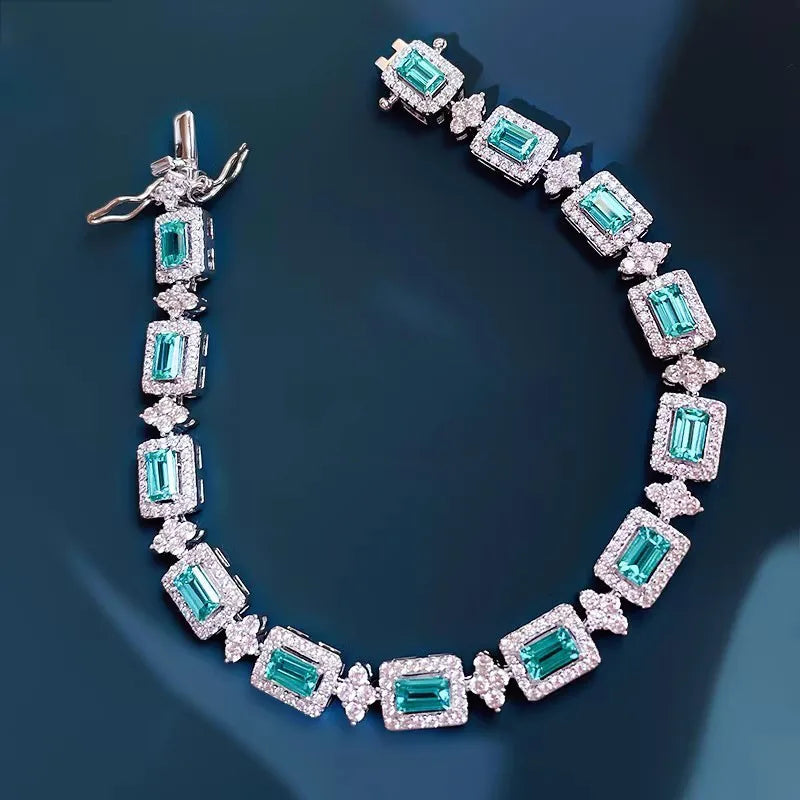 14K White Gold Diamond Zircon Bracelet for Women