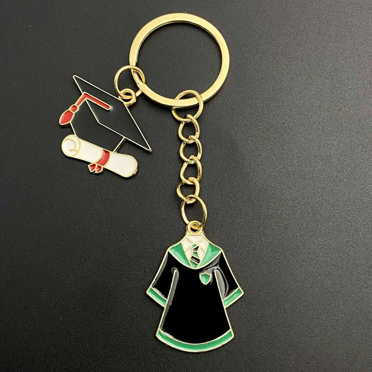 Graduation Commemorative Keychains with Cap and Gown Charms