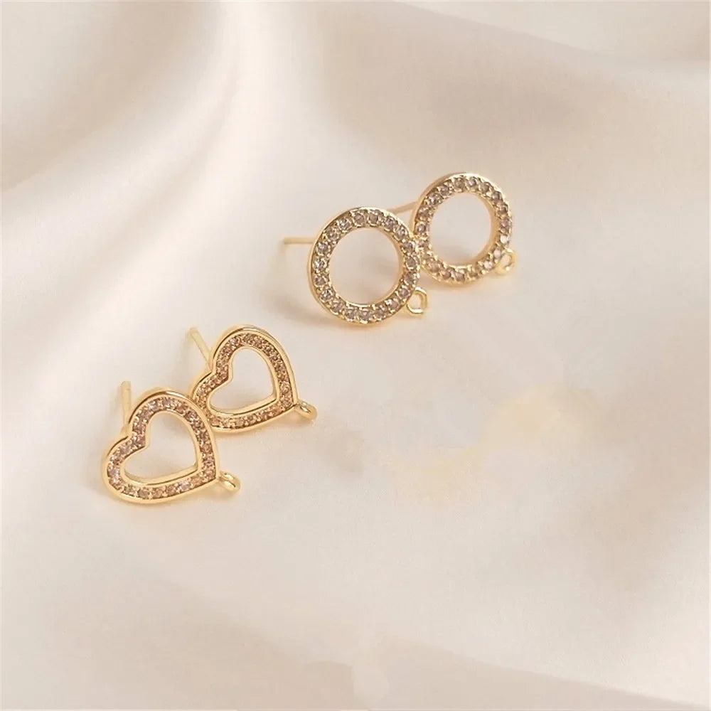 14K Gold Plated Zircon Silver Earrings