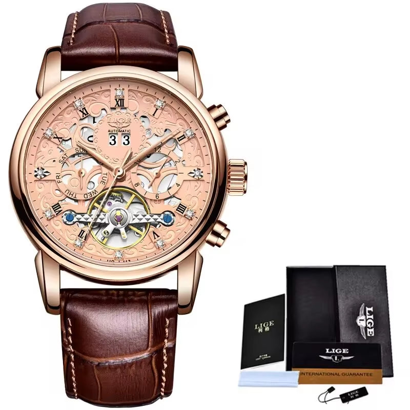 Top Brand Luxury Tourbillon Watch Men Fashion Business Watch for Men Casual Sport Waterproof Men Mechanical Automatic Watch