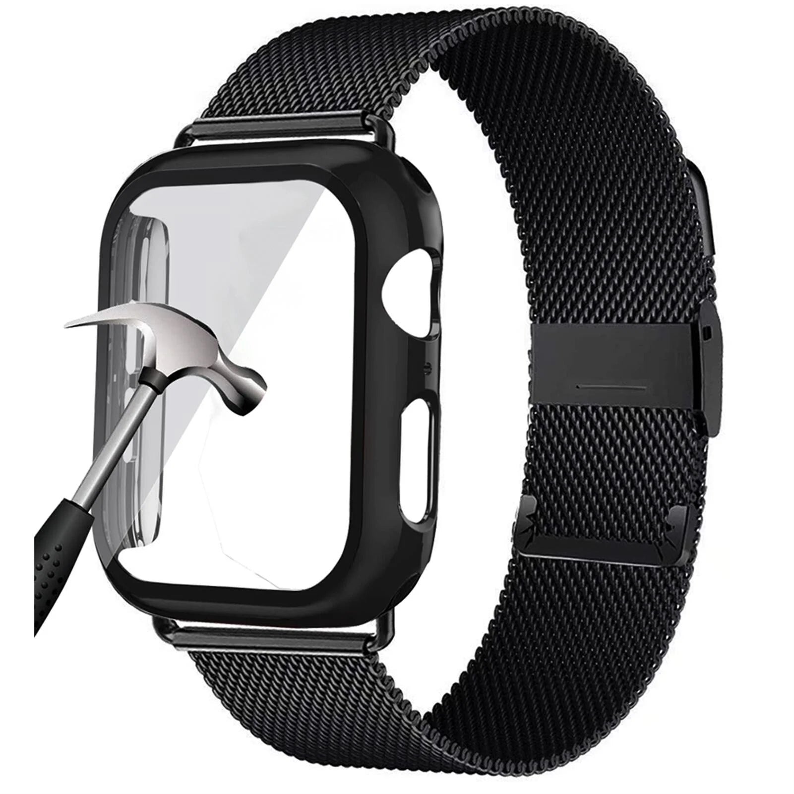 Glass+Case+Strap Compatible with Apple Watch Band 40Mm 44Mm 41Mm 45Mm 38Mm 42Mm Milanese Loop Magnetic Loop Bracelet Band Iwatch Series 3 4 5 Se 6 7 8 9 Wristbands - Lilac